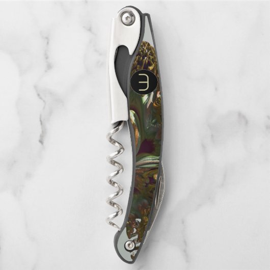 Fraktal 3D Sci-fi futuristi Monogramm Corkschraube Kellnermesser (Vorderseite)