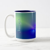 Fraktal 44 (blau, grün und lila) zweifarbige tasse (Links)
