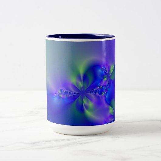 Fraktal 44 (blau, grün und lila) zweifarbige tasse (Mittel)