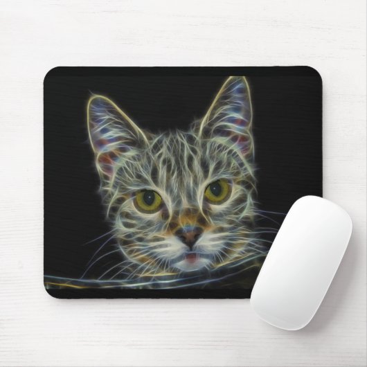 Fraktal-681584 CAT DIGITALE FLAMES ART HINTERGRUND Mousepad (Mit Mouse)