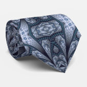 Fraktal Abstract Design Blue Gray Black Krawatte (Gerollt)