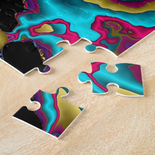 Fraktal Abstrakt Spiralrosa Türkis Gelb Puzzle (Seite)