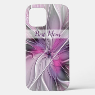 Fraktal Abstrakte Blume Rosa Grau Beste Mama Case-Mate iPhone Hülle