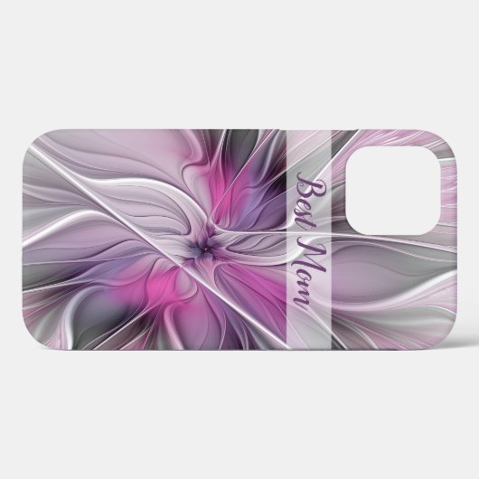 Fraktal Abstrakte Blume Rosa Grau Beste Mama Case-Mate iPhone Hülle (Rückseite (Horizontal))