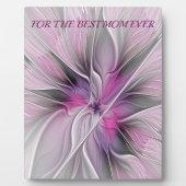 Fraktal Abstrakte Blume Rosa Grau Beste Mama Fotoplatte (Vorderseite)