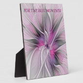 Fraktal Abstrakte Blume Rosa Grau Beste Mama Fotoplatte (Seite)