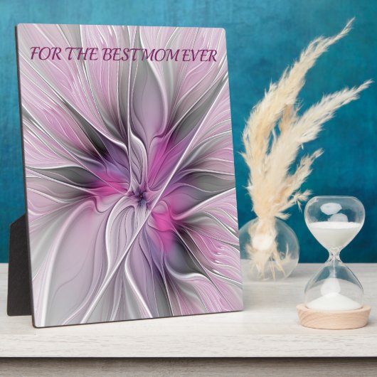 Fraktal Abstrakte Blume Rosa Grau Beste Mama Fotoplatte (Seite)