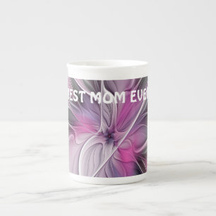 Fraktal Abstrakte Blume Rosa Grau Beste Mama Porzellantasse