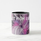 Fraktal Abstrakte Blume Rosa Grau Beste Mama Tasse (Zentrum)