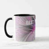 Fraktal Abstrakte Blume Rosa Grau Beste Mama Tasse (Links)