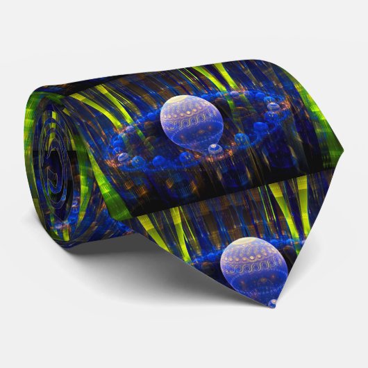 Fraktal Art Abstrakt Spheres Blue Digital Image Krawatte (Gerollt)