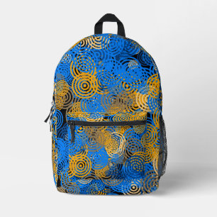 Fraktal Art Blue Circles Swirt Mandala Wine tastin Bedruckter Rucksack