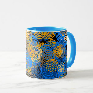 Fraktal Art Blue Circles Swirt Mandala Wine tastin Tasse