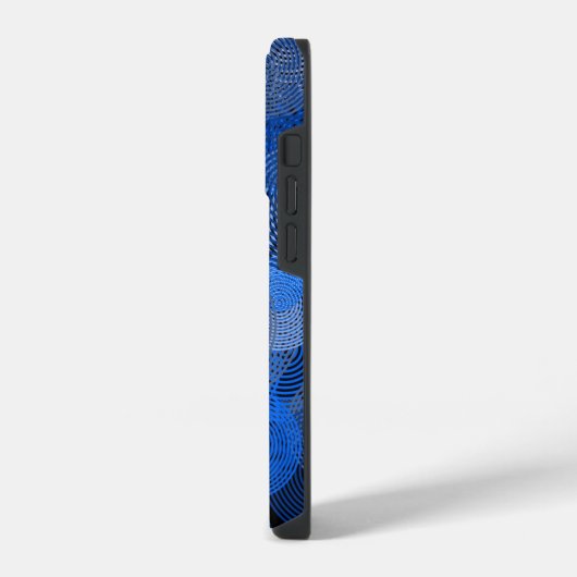 Fraktal Art Blue Geometric Circles Swirl Mandala iPhone Hülle (Linke Seite)