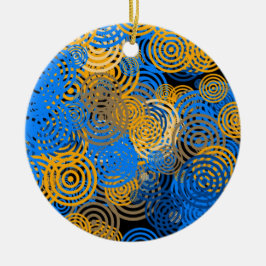 Fraktal Art Blue Geometric Circles Swirl Mandala Keramik Ornament