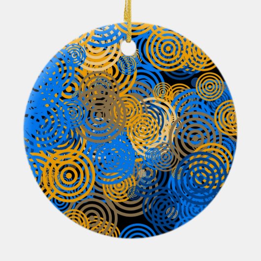 Fraktal Art Blue Geometric Circles Swirl Mandala Keramik Ornament (Hinten)