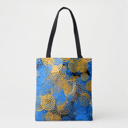 Fraktal Art Blue Geometric Circles Swirl Mandala Tasche (Vorderseite)