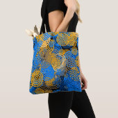 Fraktal Art Blue Geometric Circles Swirl Mandala Tasche (Von Nahem)