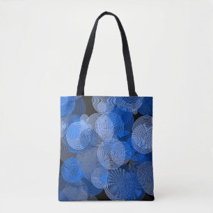 Fraktal Art Blue Geometric Circles Swirl Mandala Tasche