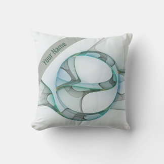 Fraktal Art Blue Turquoise Grau Abstrakter Name Kissen