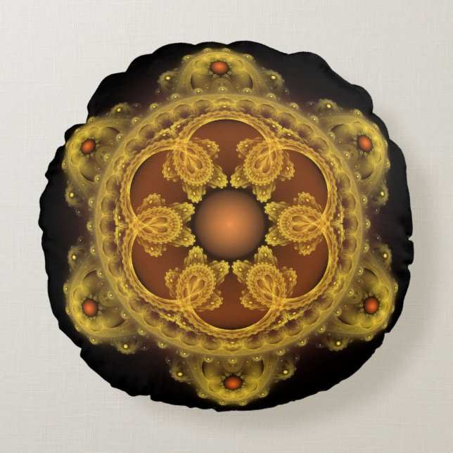 Fraktal Art Fee Mandala Rundes Kissen (Vorderseite)