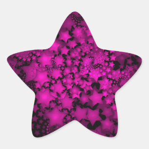 Fraktal Art Hot Pink Neon Stars Stern-Aufkleber