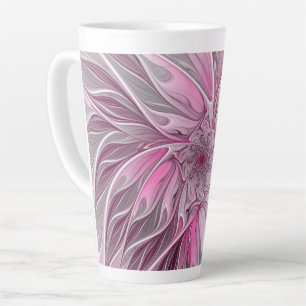 Fraktal Art Pink Blume Dream, Blumenfreude Milchtasse