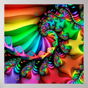 Fraktal Art Spirale Melodic Regenbogen Poster