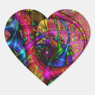 Fraktal-Aufkleber Herz-Aufkleber
