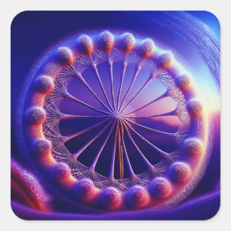 Fraktal aus blauem Lüstern Quadratischer Aufkleber