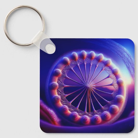 Fraktal aus blauem Lüstern Schlüsselanhänger (Vorderseite)