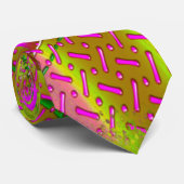 Fraktal aus rosa und goldfähigem Glas Krawatte (Gerollt)