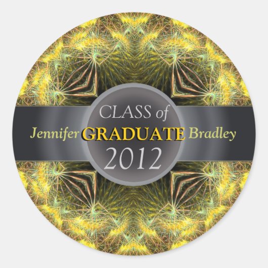 Fraktal Award Abschluss individuell anpassbare Auf Runder Aufkleber (Vorderseite)