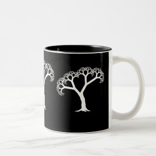 Fraktal-Baum-Weiß Zweifarbige Tasse