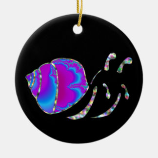 Fraktal Blau und Lila Muschel Keramik Ornament