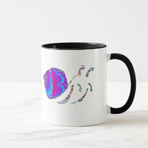 Fraktal Blau und Lila Muschel Tasse