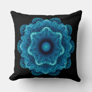 Fraktal-Blauer Ornament Kissen