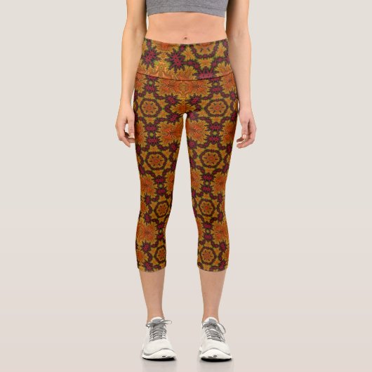 Fraktal Bloom im Herbst Leggings (Vorderseite)