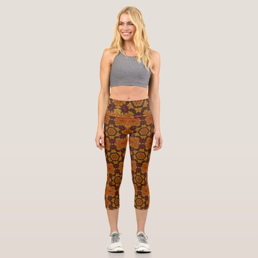 Fraktal Bloom im Herbst Leggings (Vorderseite)