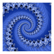 Fraktal Blue Double Spiral Poster