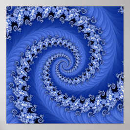 Fraktal Blue Double Spiral Poster