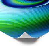 Fraktal Blue Green Spirale Abstrakte Kunst Poster (Ecke)