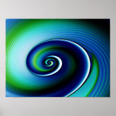 Fraktal Blue Green Spirale Abstrakte Kunst Poster (Vorne)