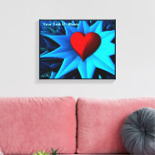 Fraktal Blue Heart Blume Leinwanddruck (Insitu (Wohnzimmer))