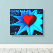 Fraktal Blue Heart Blume Leinwanddruck (Insitu (Holzboden))