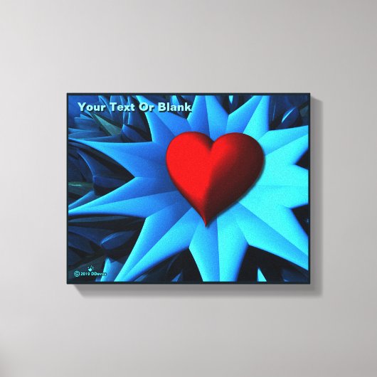 Fraktal Blue Heart Blume Leinwanddruck (Vorderseite)