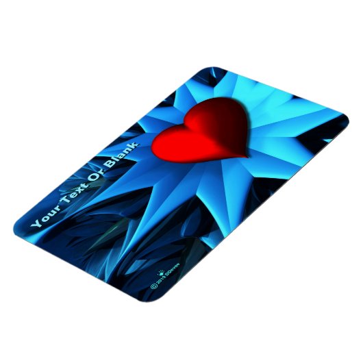 Fraktal Blue Heart Blume Magnet (Linke Seite)