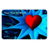Fraktal Blue Heart Blume Magnet (Horizontal)