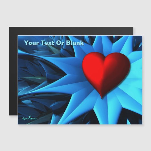 Fraktal Blue Heart Blume Magnetkarte (Vorne/Hinten)
