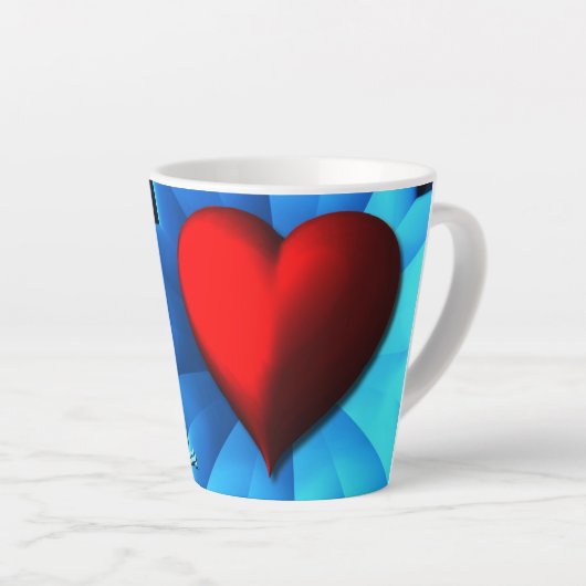 Fraktal Blue Heart Blume Milchtasse (Rechte Ecke)